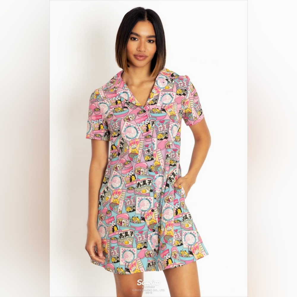 Blackmilk Gudetama Food Short Sleeve Shirt Dress - Sanrio